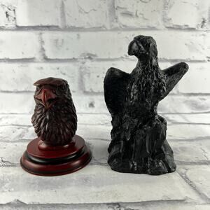 Eagle Figurines Crafted From Coal Vintage Art Sculpture Home Decor Office Mantle